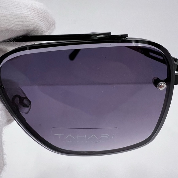 ⭐️TAHARI💯MENS MATT BLACK METAL SUNGLASSES, UNIQUE LENSES & FADING PURPLE COLOR - Picture 5 of 16